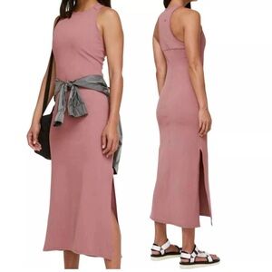 Lululemon Get Going Maxi Tank Dress Racerback Split Sides Red Dust Mauve Sz 6‎